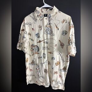 Vintage Warner Bros‎ Polo Shirt Mens M Bugs Bunny